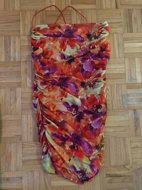 Dynamite Floral Mini Dress in Red, Purple, Orange